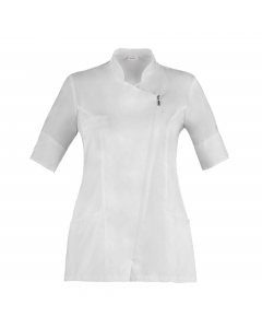 Casacca Carmen con 2 tasche, taschino sul petto, chiusura a zip rovesciata, inserti in rete. Colore: bianco. Taglie disponibili dalla XS alla 3XL. 100% poliestere. Ultra leggero 86gr. Slim fit. Tecnologia brevettata Bionic Finish sviluppato per conferire 