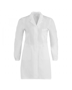 Vestaglia da donna in cotone con un taschino applicato al petto sinistro, chiusura centrale, due tasche inferiori, elastico ai polsi.Taglie disponibili: da XS a 3XL.