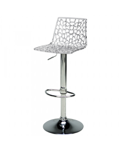 Con sedile solido e lucido in policarbonato e base cromata. 100% senza IPA. Prodotto in Italia. Dimensioni: 45x45x82/102cm.