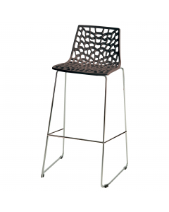 Base sgabello da bar. Sedile solido e lucido in polipropilene e base cromata. 100% senza IPA. Prodotto in Italia. Dimensioni: 50x47x98cm.