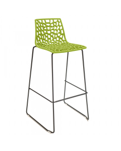 Base sgabello da bar. Sedile solido e lucido in polipropilene e base cromata. 100% senza IPA. Prodotto in Italia. Dimensioni: 50x47x98cm.