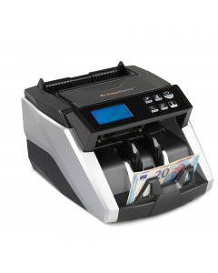Rilevatore professionale di banconote miste Euro, dal nuovo design, a caricamento posteriore, dotato di 24 paia di infrared sensor. Valute verificabili: Euro e Dollaro USA (selezionabili sul display). Ampio display LCD incorporato al pannello e di facile 
