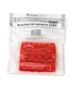 Blister portamonete Euro in pvc riciclato 100% trasparente.
Singolo blister colorato in modo differente per facilitare la distinzione tra i vari tagli di monete.
Confezione da 20 blister per singola denominazione, in opp bag dotata di foro per espositore.