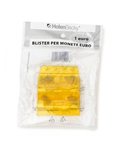 Blister portamonete Euro in pvc riciclato 100% trasparente.
Singolo blister colorato in modo differente per facilitare la distinzione tra i vari tagli di monete.
Confezione da 20 blister per singola denominazione, in opp bag dotata di foro per espositore.