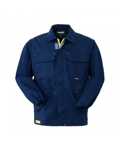 Giubbetto da lavoro con chiusura anteriore con cerniera centrale coperta da patella chiusa con punti velcro. Due taschini applicati al petto chiusi con aletta e velcro, due tasche inferiori a filetto con apertura obliqua chiuse con aletta e velcro. Etiche