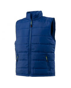 Gilet in poliestere imbottito con chiusura anteriore con zip, due tasche inferiori a filetto chiuse con zip e tasca multifunzionale interna. Su ordinazione tutte le taglie da S a 5XL.