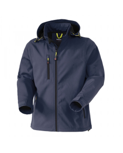 Giubbotto realizzato in tessuto Softshell a due strati, chiusura anteriore con zip, cappuccio con coulisse staccabile con zip.
Un taschino a filetto al petto destro chiuso con zip verticale, due tasche inferiori a filetto chiuse con zip, polsi regolabili 