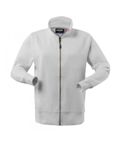 Felpa in cotone (80%) e PL (20%) da donna con chiusura anteriore con cerniera centrale, collo alto, parasudore di colore a contrasto interno al collo, polsi e fascia girovita in maglia elastica, due tasche inferiori a filetto. Su ordinazione tutte le tagl