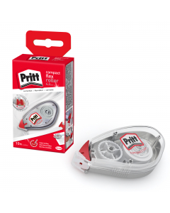 I correttori roller Pritt Compact Flex sono sinonimo di maneggevolezza grazie alla loro forma ergonomica. L'involucro trasparente permette di vedere quando il nastro sta per terminare. E' dotato di frizione tendinastro. I correttori sono realizzati al 50%