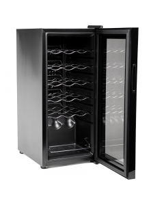 Cantinettà con capacità: 18 bottiglie/ 50 litri. Sistema di raffreddamento con compressore. Luce interna a LED con autospegnimento dopo 10 minuti, che garantisce un risparmio energetico e consente una limitata produzione di calore per una migliore cura de