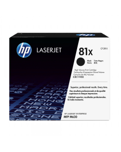 Cartuccia di stampa HP 81X nero alta capacitÓ
Compatibilità
Stampante multifunzione HP LaserJet Enterprise M630dn
Stampante multifunzione HP LaserJet Enterprise M630dn
Stampante multifunzione HP LaserJet Enterprise M630f
Stampante multifunzione HP LaserJe