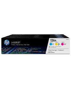 HP126A color tri-pack LASERJET toner cartridge
Compatibilità
Stampante a colori HP LaserJet Pro CP1025nw
Stampante a colori HP LaserJet Pro CP1025