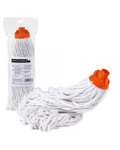 Mop industriale a frange in filato continuo di cotone rigenerato ad alta assorbenza da 300gr. Adatto per pulizie industriali.