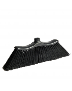 Scopa per interni ideale per negozi, bar, ristoranti, ecc. Supporto in materiale riciclato post-consumo e fibre in materiale sintetico PET. Base assicella 27cm (con larghezza 4,5cm) di forma piramidale con fibre sporgenti che la rendono idonea a raggiunge