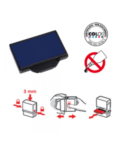 Cuscinetto inchiostrato di ricambio per timbri Colop, facile da sostituire grazie al sistema pop-out/snap-in. Una volta esaurito il cuscinetto deve essere sostituito, non Þ idoneo ad essere reichiostrato. Confezione da 5 pezzi.
