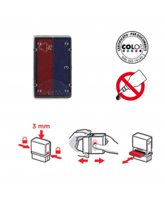 Cuscinetto inchiostrato di ricambio per timbri Colop, facile da sostituire grazie al sistema pop-out/snap-in. Una volta esaurito il cuscinetto deve essere sostituito, non Þ idoneo ad essere reichiostrato. Confezione da 5 pezzi.