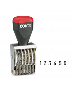 Timbro numeratore manuale in gomma. Altezza caratteri 4mm. Struttura in metallo. Pomello in ABS antiurto.