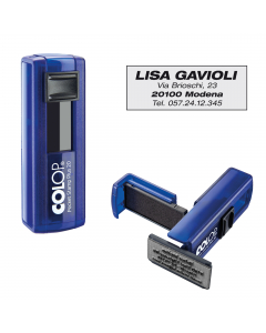 Timbro tascabile personalizzabile e autoinchiostrante. Prestazioni ad alto livello e design elegante: un oggetto piacevole, oltre che utile. Formato piastra 14x38mm per 4 righe di testo. Tampone di ricambio E/PSP20.