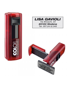 Timbro tascabile personalizzabile e autoinchiostrante. Prestazioni ad alto livello e design elegante: un oggetto piacevole, oltre che utile. Formato piastra 14x38mm per 4 righe di testo. Tampone di ricambio E/PSP20.
