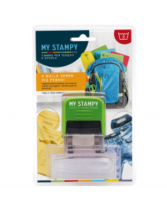 MY STAMPY è il timbro autoinchiostrante ideale per personalizzare tutto ciò che vuoi e anche gli oggetti di tessuto, grazie allo speciale inchiostro adatto a tutti i tessuti assorbenti come poliestere, cotone, ecc...
Lo speciale inchiostro resiste a molte