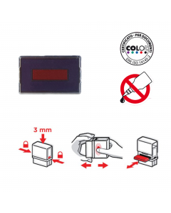 Cuscinetto inchiostrato di ricambio per timbri Colop, facile da sostituire grazie al sistema pop-out/snap-in. Una volta esaurito il cuscinetto deve essere sostituito, non Þ idoneo ad essere reichiostrato. Confezione da 5 pezzi.