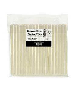 Colla termofusibile in stick di diametro 11mm e lunghezza 20cm. Temperatura di utilizzo 120°-140°. In sacchetto da 1Kg (circa 53 stick). Grado di viscosità 5200+500 mpa.s a 180° e questo la rende particolarmente idonea e performante per gli impieghi più e