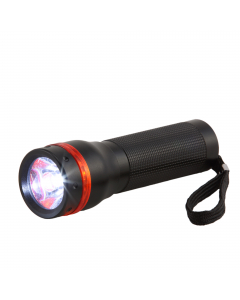 Torcia Led 1W / 70 lumen in alluminio con cordoncino. Profondità di fascio 50m. Lunghezza 11cm.  Alimentazione 3 batterie AAA (incluse)