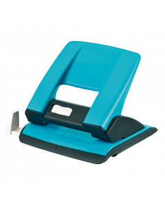 Perforatore a 2 fori in metallo con guida regolabile ed inserti in abs. Di robusta costruzione, consente di perforare fi no a 20 fogli con il minimo sforzo.Dotato di meccanismo di sicurezza e salva spazio blocco/sblocco impugnatura). Pratico e veloce graz