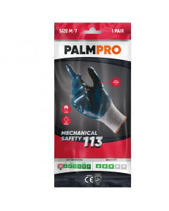 Supporto in maglia poliammidica (13G) senza cuciture. Polsino elastico. Rivestimento 3/4 nitrile su dorso.  Ottima destrezza per lavorare in ambienti oleosi. Rivestimento a 3/4 in nitrile. Certificazione CE. Conformità alle norme EN 420:2003+ A1:2009 e EN