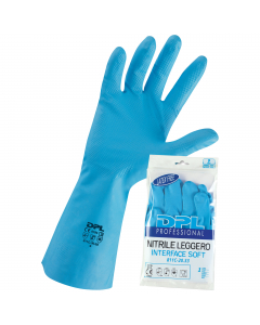 Guanto riusabile SINTETICO IN ACRILONITRILE e BUTADIENE POLIMERO, di forma anatomica per mano destra e sinistra. Protezione estesa oltre il polso e sovrapponibile alla manica. Senza felpatura, lavabile anche internamente per uso ripetuto. Ottima sensibili