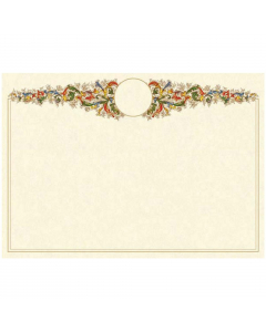 Diploma in carta pergamena da 160gr avorio con stampa offset con decoro in oro in polvere.
