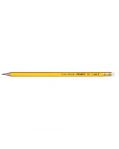 Matita in grafite di qualità. Sezione esagonale in legno di pino europeo verniciato giallo.
Gradazione HB, con gommino, confezione 12 pezzi.
