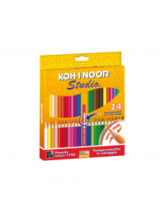 Matite colorate con fusto esagonale verniciato nel colore della mina. Mina super resistente da 2,9 mm. Facili da temperare, personalizzabili con una normale penna. Adatte per scrittura, disegno tecnico e artistico. Temperamatite omaggio in ogni confezione