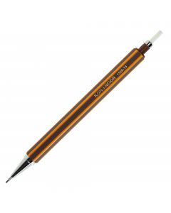 Portamine in gomma da 1.3mm con punta rientrante. Fusto in gomma soft grip. Puntale e pulsante in metallo cromato. Gommino telescopico nel pulsante.