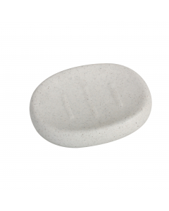 Accessori per il bagno in ceramica effetto gomma, con finitura bianca