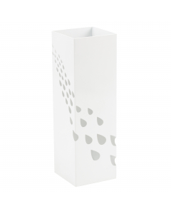 Portaombrelli in metallo verniciato fantasia gocce bianco. Dimensioni: 15,5x15,5x49Hcm