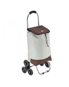 Trolley per la spesa. Tessuto impermeabile in poliestere rivestito in pvc. Dimensioni:32x25x88Hcm. Capacità: 25lt. Portata massima: 20kg. Colore:beige e noce.