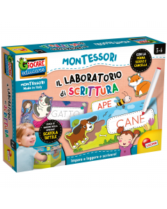 Tante parole da scrivere con lo speciale pennarello scrivi e cancella. Con l'esclusiva scatola tattile, il bambino deve cercare i soggetti usando solo le mani e poi scrivere le parole corrispondenti. Basato sul metodo Montessori, questo gioco prevede un a
