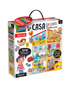 Una casa gigante con tante cose da mettere nel posto giusto. E sul retro scopri tante paroline e impara a leggere! Un gioco che prevede un’attività di classificazione e manipolazione tattile, in linea con il metodo Montessori. Dimensioni 70x100cm. Età con