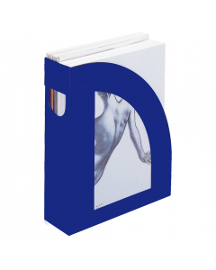 Portariviste E803 in robusta plastica antiurto. Contiene riviste, cataloghi, brochures. Foro di estrazione e spazio per etichetta di identificazione. Dimensioni: 24,5x30cm - dorso 7,5cm. Confezione da 12.