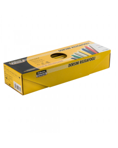 Lunghezza 29,7cm. Estremita' arrotondata per agevolare l'inserimento e l'allineamento dei fogli. Rilega fino a 15fg.