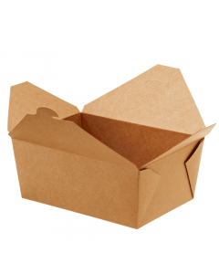 Scatola in carta KRAFT/PE avana cm 21x16x9h  - 2500ml Peso netto unità 55gr.Idoneo al contatto con alimenti caldi(70°C per 2 ore), freddi e solidi. Il prodotto non può essere utilizzato unitamente all'alimento nel forno tradizionale e forno a microonde.Co