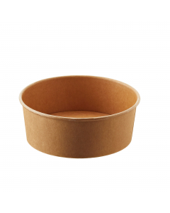 Insalatiera monouso da 1300ml - Ø18.4-16x6.8hcm. Colore avana. Materiale: Poliaccoppiato Carta kraft+pe. Prodotto idoneo al contatto con bevande calde e fredde. Non adatto all'utilizzo unitamente con l'alimento nel forno tradizionale e forno a microonde. 