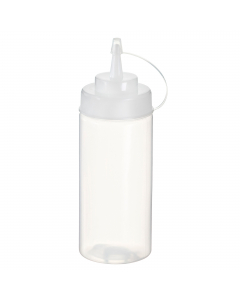 Squeeze Bottle in polietilene  trasparente con tappo 500ml/16oz.  PE/PP Politene/polipropilene, idoneo al contatto con tutti gli alimenti Lavabile in lavastoviglie Prodotto da non utilizzare unitamente all'alimento nel forno tradizionale e microonde.
