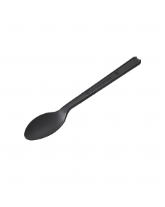 Cucchiaino realizzato in CPLA , ovvero PLA Cristallizzato, polimero derivato del mais resistente fino a 85°C. Biodegradabile e compostabile secondo norma EN13432. 
• Dimensioni : 12,5 cm
• Peso unitario: 1.82 gr
• Colore: nero