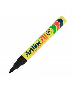 Marcatore permanente a punta tonda .Scrive su tutte le superfici come carta, vetro, porcellana, metallo, plastica, gomma e legno.Lunga durata,asciugatura rapida.Resistente all'acqua.Fusto in alluminio.Ricaricabile.Non contiene xylene.
Punta tonda media 1,