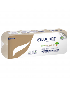 EcoNatural è la linea di prodotti realizzata in Fiberpack®, la materia prima ottenuta dal riciclo delle fibre di cellulosa presenti nei cartoni delle bevande. Carta igienica colore avana in Fiberpack® 2 veli microgoffrata. In rotolo standard 19,8mt, 180st