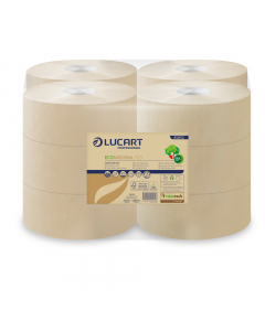 EcoNatural è la linea di prodotti realizzata in Fiberpack®, la materia prima ottenuta dal riciclo delle fibre di cellulosa presenti nei cartoni delle bevande. Carta igienica colore avana in Fiberpack® 2 veli microgoffrata. In rotolo MINIJUMBO 150mt, 405st