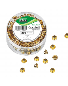 Occhielli ottone da 5mm di diametro utilizzabili con occhiellatrice cod. 25860.