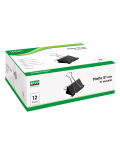 Clip in metallo nero per rilegare fino a 51mm. Alette a pinza in acciaio.